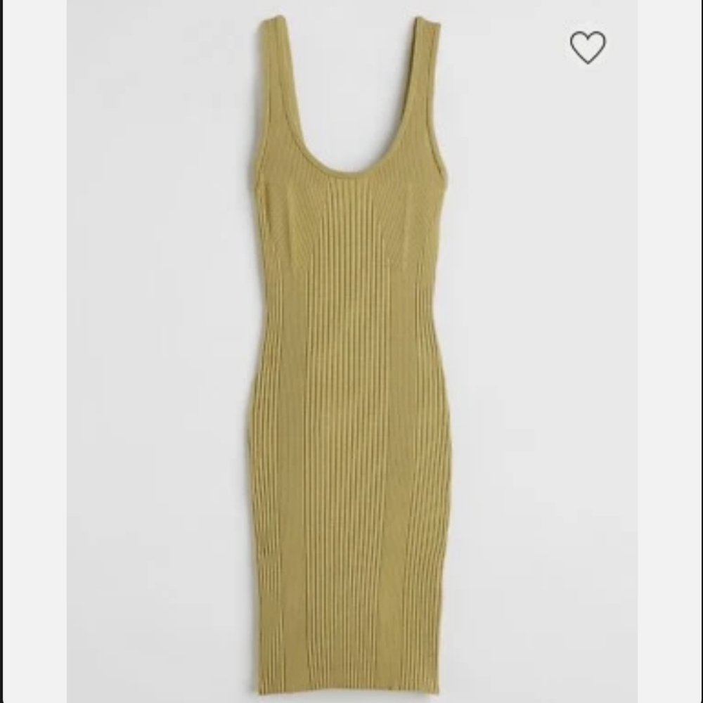 H&M Ribbed Bodycon Dress Green Large
